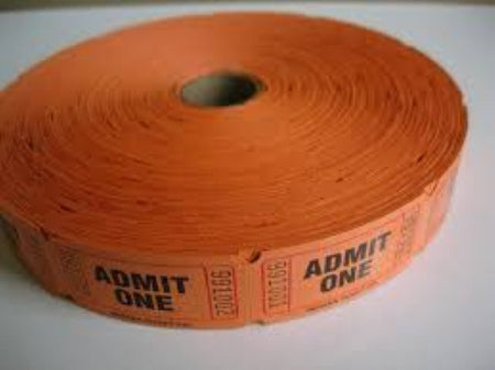 Single Admit Ticket Roll, 2000ct, Orange