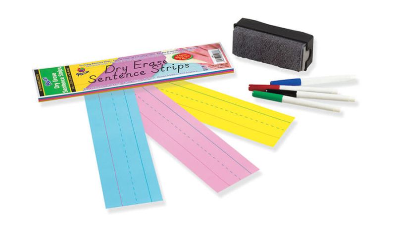 PACON® DRY ERASE SENTENCE STRIPS 3" X 12" 3 ASSORTED COLORS 30 STRIPS, (P5188)
