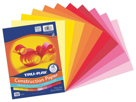 Pacon Tru-Ray® Construction Paper 9" x 12" Warm Assorted, 150 Sheets/Pack, (DIXP6686)