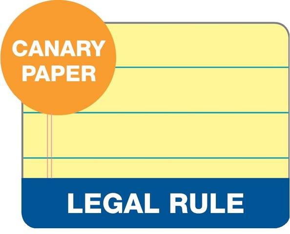Legal Pads-Perforated Ruled 8.5" x 11" Canary 12/pack of 50 sheets