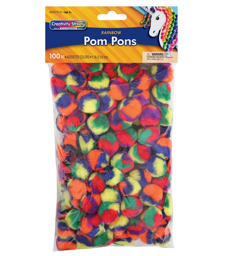 Creativity Street® 1" Rainbow Poms - 100/PKG