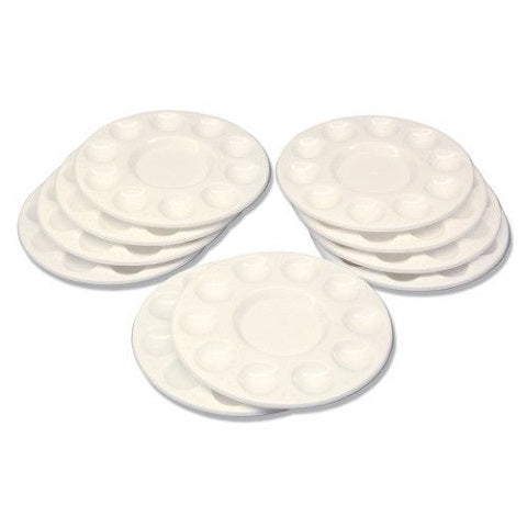 Plastic Paint Tray - 10 Well Round Palette - Pack of 10