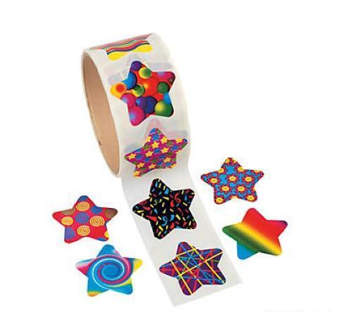 Funky Star Paper Sticker Rolls 1-1/2" 100/roll