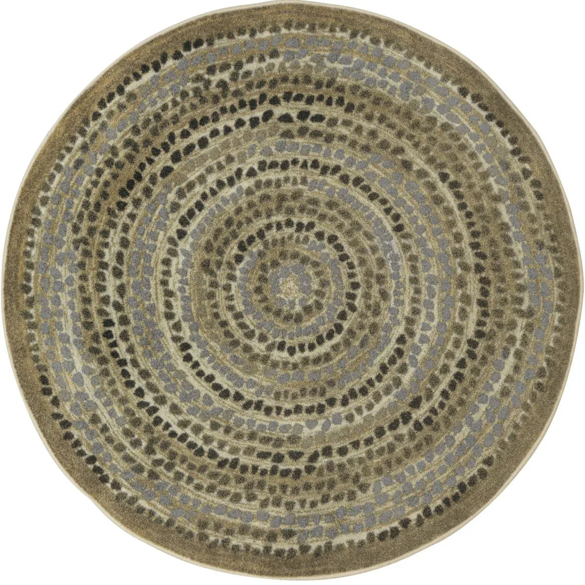 Peaceful Pebbles 5'4" Round area rug in color Stone