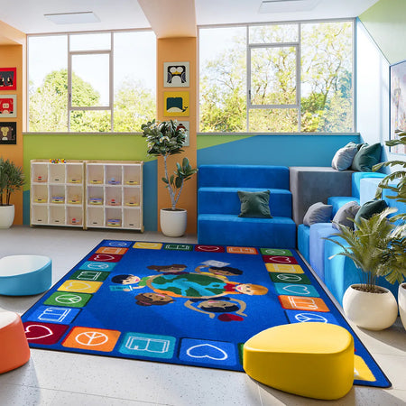 Peaceful Readers 5'4" x 7'8" area rug in color Multi