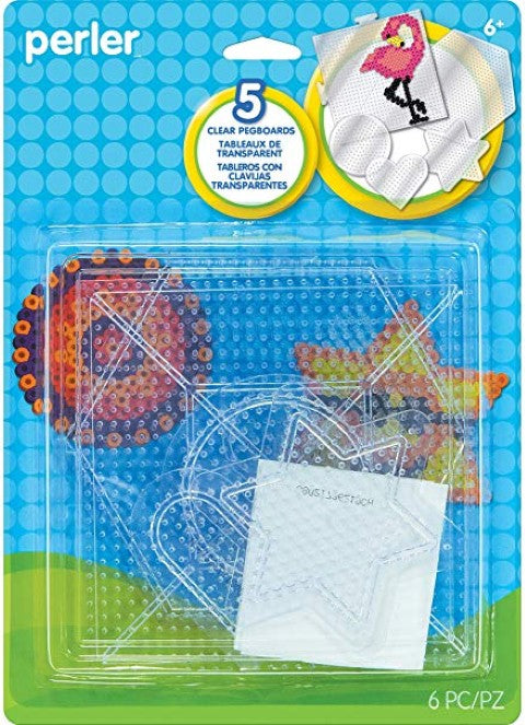 Perler® Small & Large Basic Shapes Clear Pegboards - 5 per pack