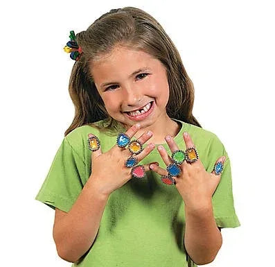 Plastic Colorful Rhinestone Rings - 72/pkg.
