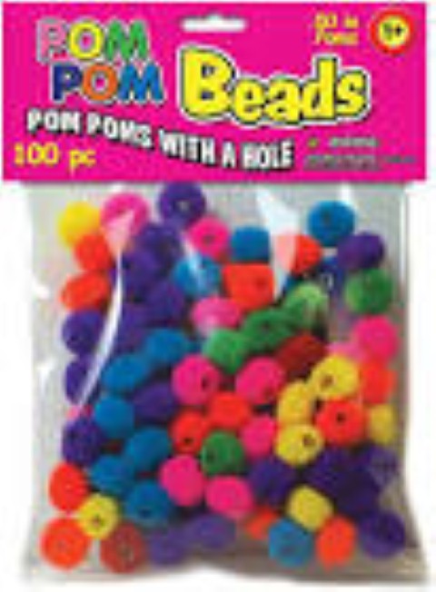 Pepperell 1" Pom-Pom Beads (50 Pack), Multicolor (11819)