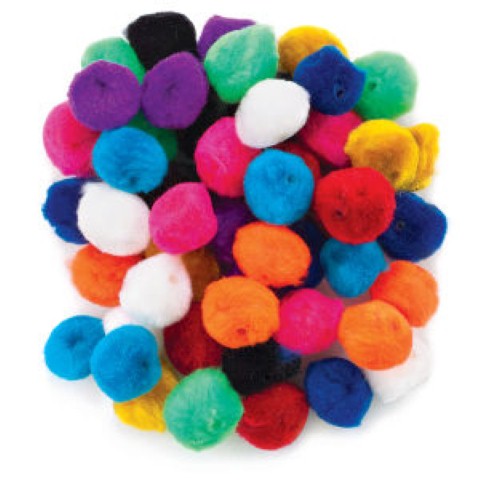 Pepperell Assorted Pom-Pom Beads - (75 pack, 1/2" and 1" mix) (11820)
