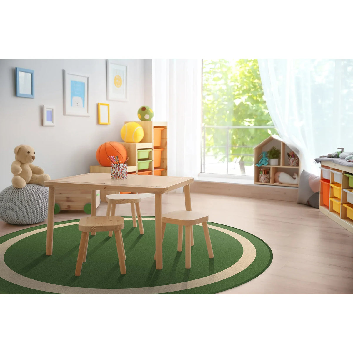 Portrait 13'2" Round area rug in color Greenfield