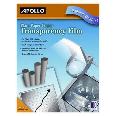 Plain Paper Copier Film without Sensing Stripe, 8.5 x 11 Inches, Clear 100 Sheets per Box