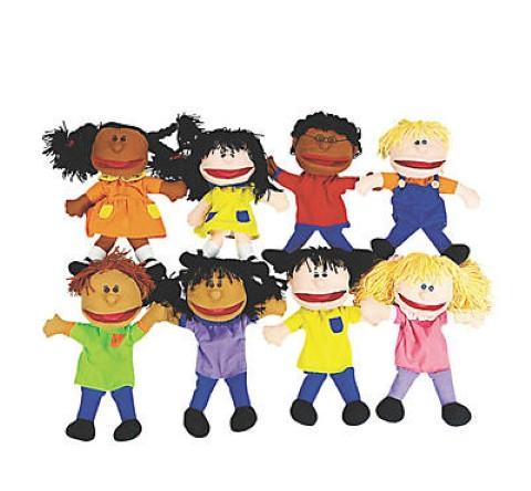 Happy Kids Plush Hand Puppets - Set of 8