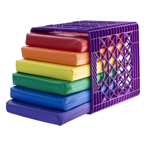 KinderCrate with 6 Assorted Square Cushions, Purple Crate