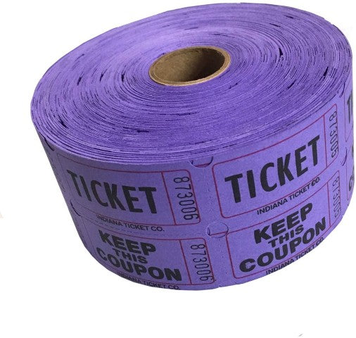 Double Roll Raffle Tickets, 2000ct, Purple