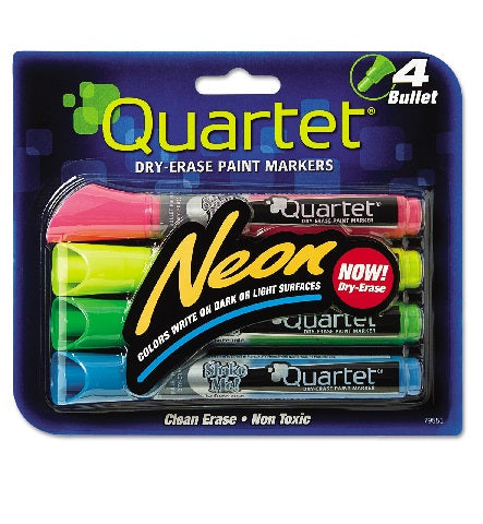 Quartet Neon Dry Erase Marker Set, Assorted, 4/Set