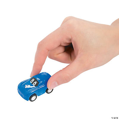 Plastic Pull-Back Eye Race Car Toys - 12 Per Pack