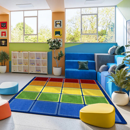 Rainbow Blocks 5'4" x 7'8" area rug in color Multi