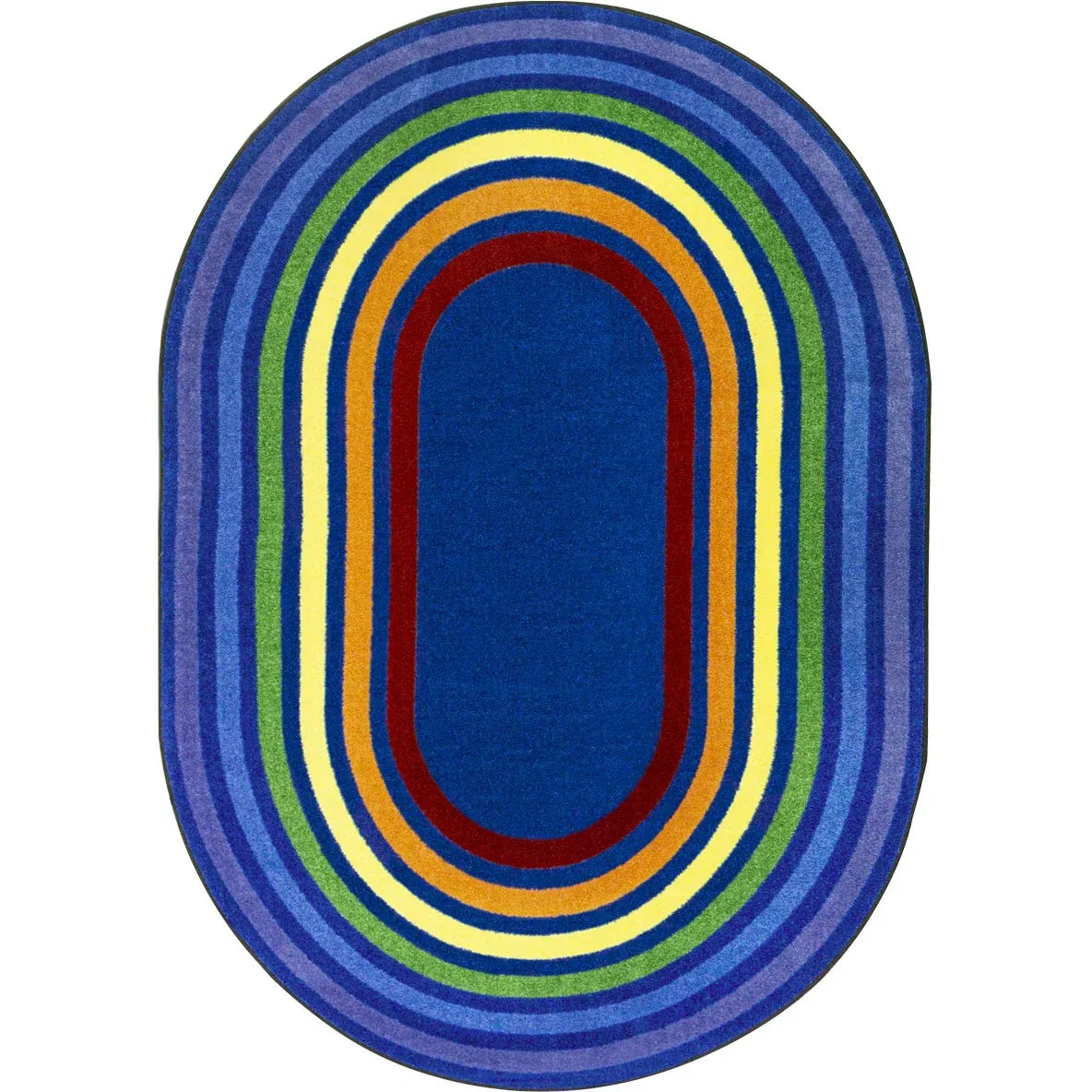 Rainbow Rings 10'9" x 13'2" Oval area rug in color Multi
