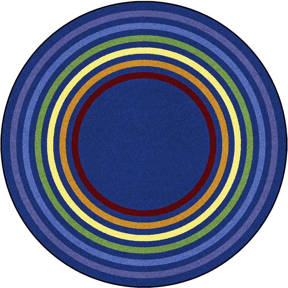 Rainbow Rings 7'7" Round area rug in color Multi