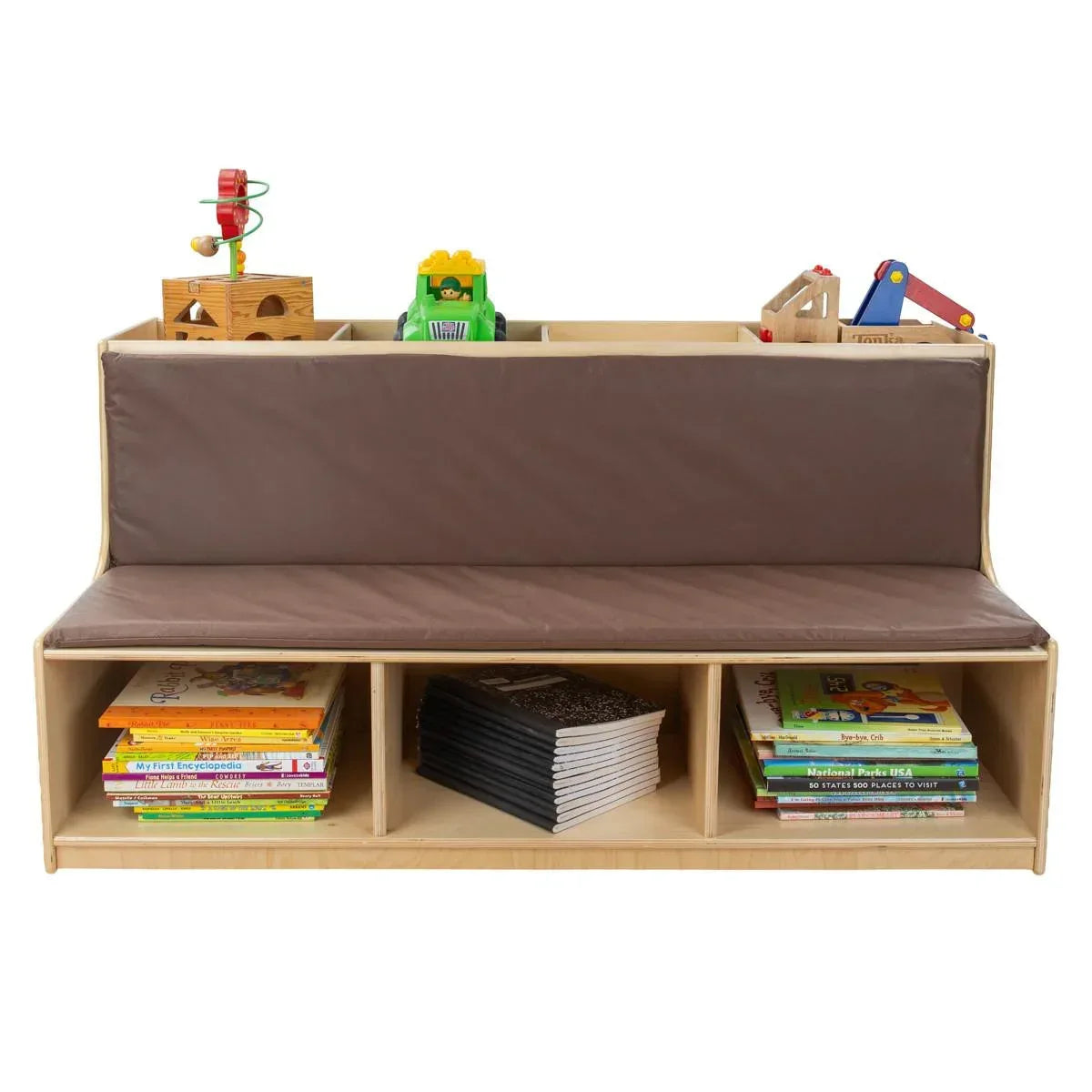 Read-A-Round Double-Sided Bench with Brown Cushions and Trays