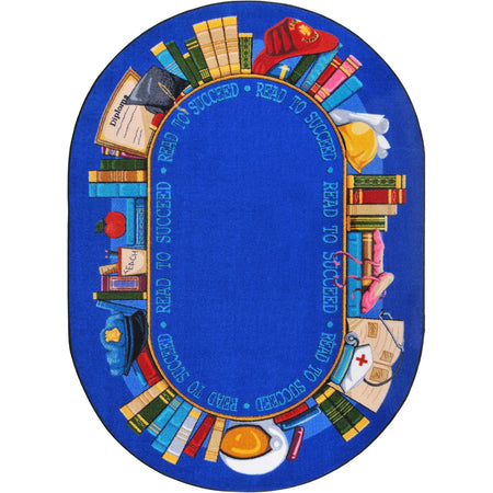 Read to Succeed 7'8" x 10'9" Oval area rug in color Multi