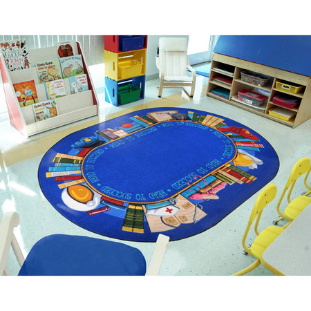 Read to Succeed 7'8" x 10'9" Oval area rug in color Multi