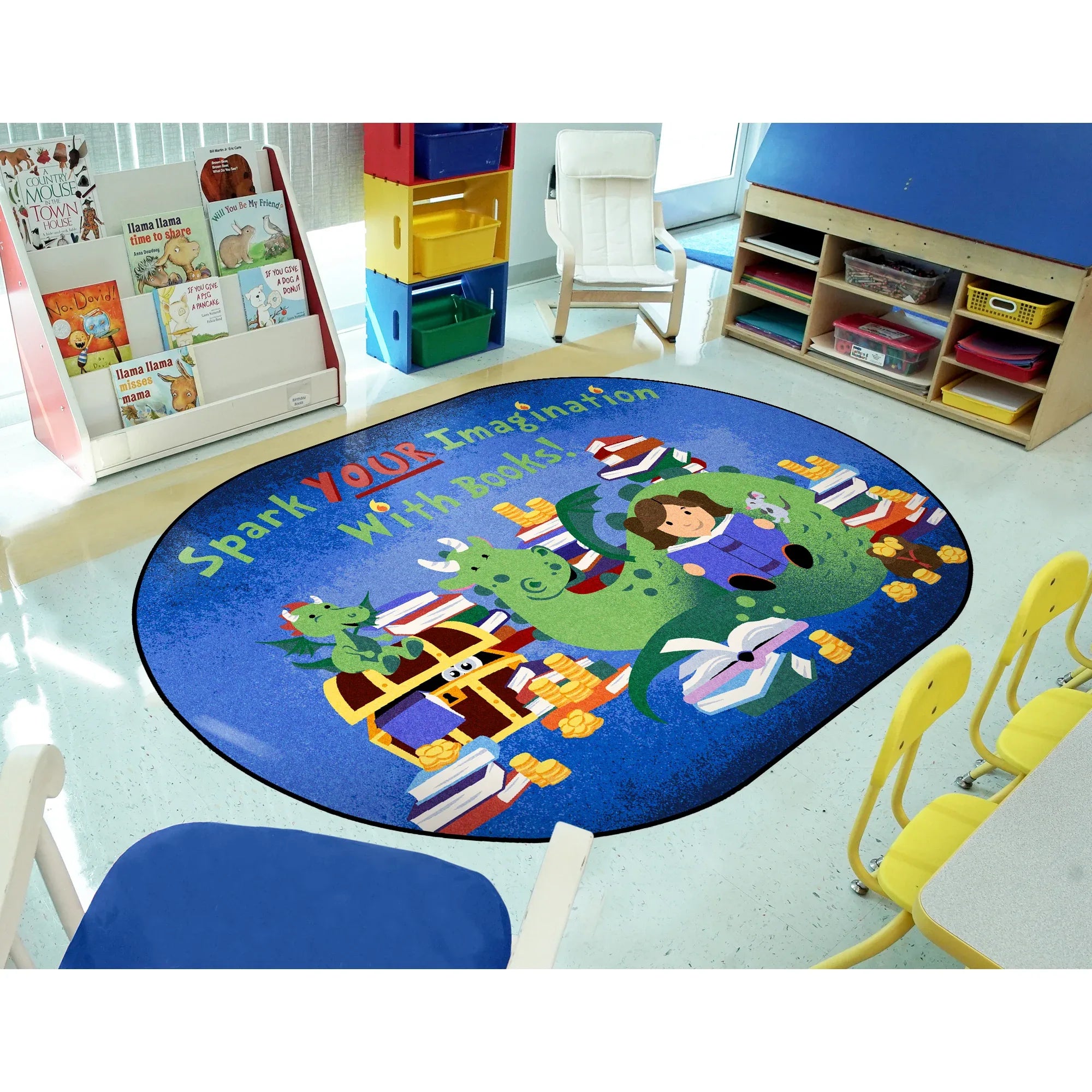 Reading Cave 5'4" x 7'8" Oval area rug in color Multi