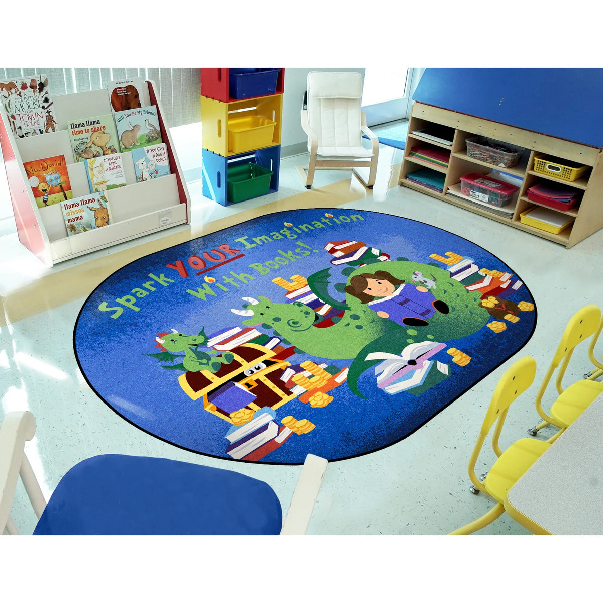 Reading Cave 10'9" x 13'2" Oval area rug in color Multi