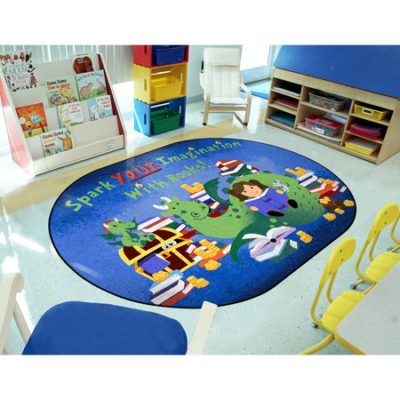 Reading Cave 10'9" x 13'2" Oval area rug in color Multi