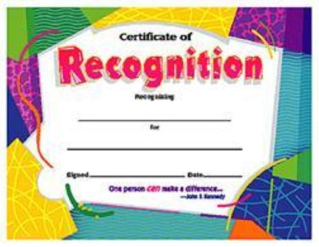 Colorful Classics Certificates of Recognition 30 per pack, 8 ½" x 11"