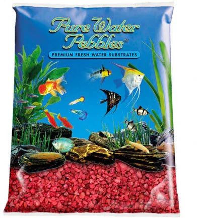 Red Aquarium Natural Gravel, Acrylic Coating - 5 LBS Bag