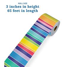 Rolled Straight Borders 3" Wide x 65 feet roll - Rainbow (Carson Dellosa 108475)