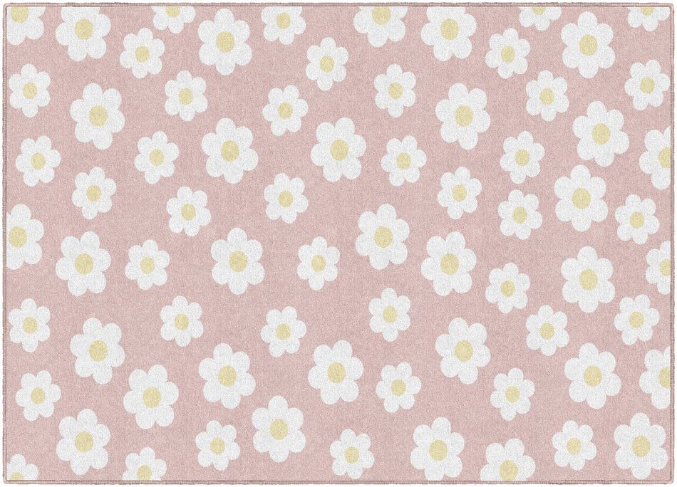 RETRO DAISIES ON PINK RECTANGLE CARPETS 5' X 7'6"
