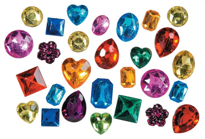 Large Acrylic Rhinestone Shapes, Asst. Colors - 1 lb. bag