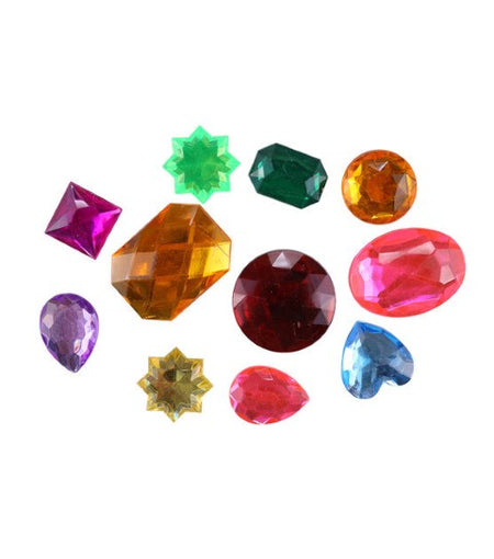 Large Acrylic Rhinestone Shapes, Asst. Colors - 1 lb. bag