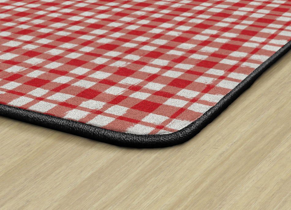 WATERCOLOR GINGHAM RED RECTANGLE CARPETS 4' X 6'