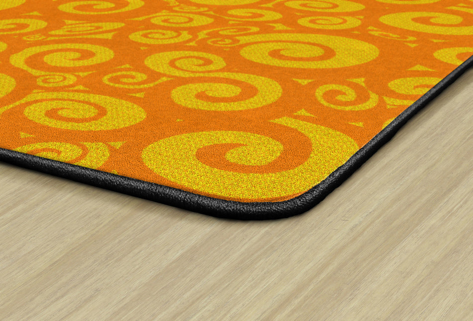 SWIRL TONE ON TONE ORANGE RECTANGLE CARPETS 6X8'4