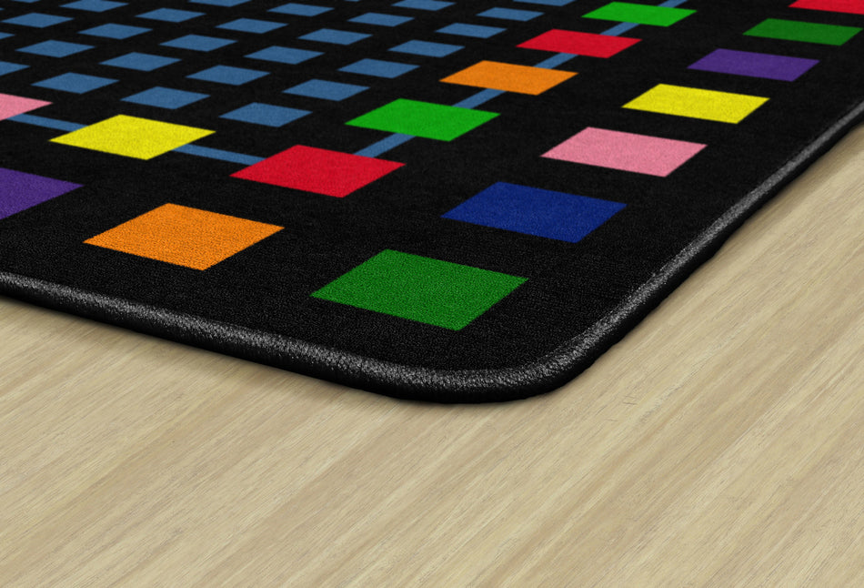 REBORDERED SQUARES BLACK RECTANGLE CARPETS 5'10" x 8' 4"