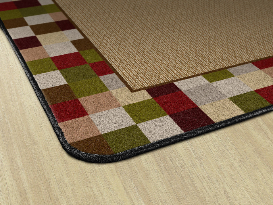 BORDER BLOCKS BRICK RECTANGLE CARPETS 6' x 9'