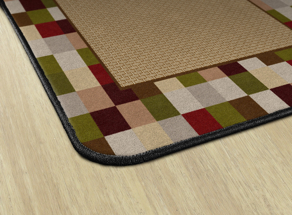 BORDER BLOCKS BRICK RECTANGLE CARPETS 4' x 6'