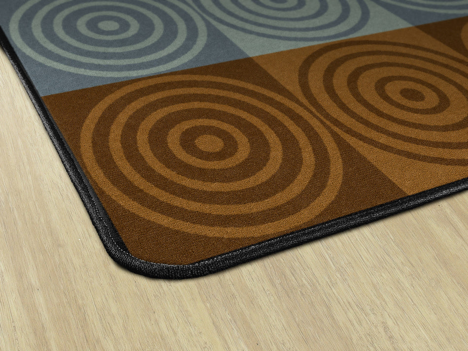 BULLSEYE BLOCKS EARTH TONE RECTANGLE CARPETS 6 X 8'4