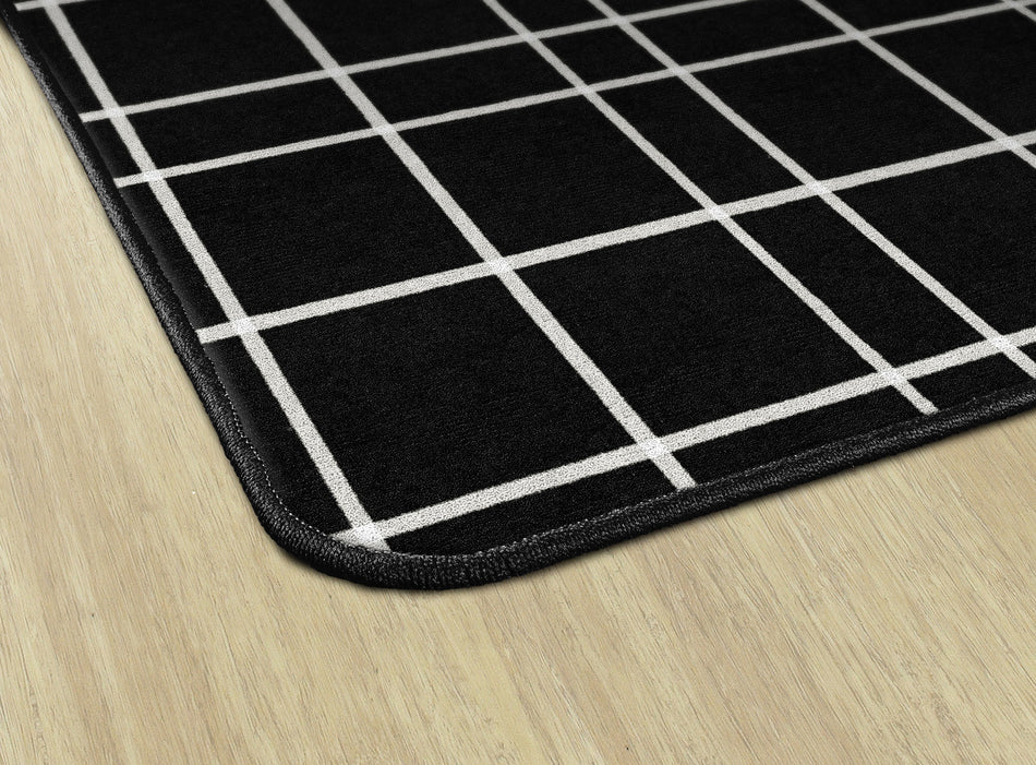 BLACK CHECK RECTANGLE CARPETS 4' X 6'