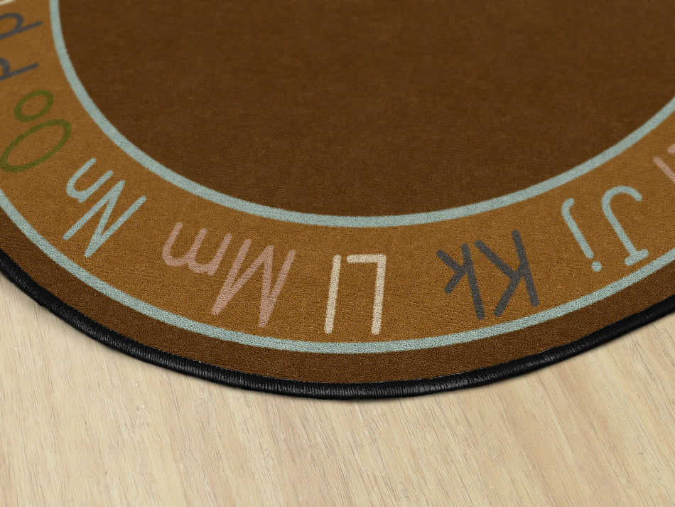 ALPHABET EARTH TONE ROUND CARPETS 6'RND