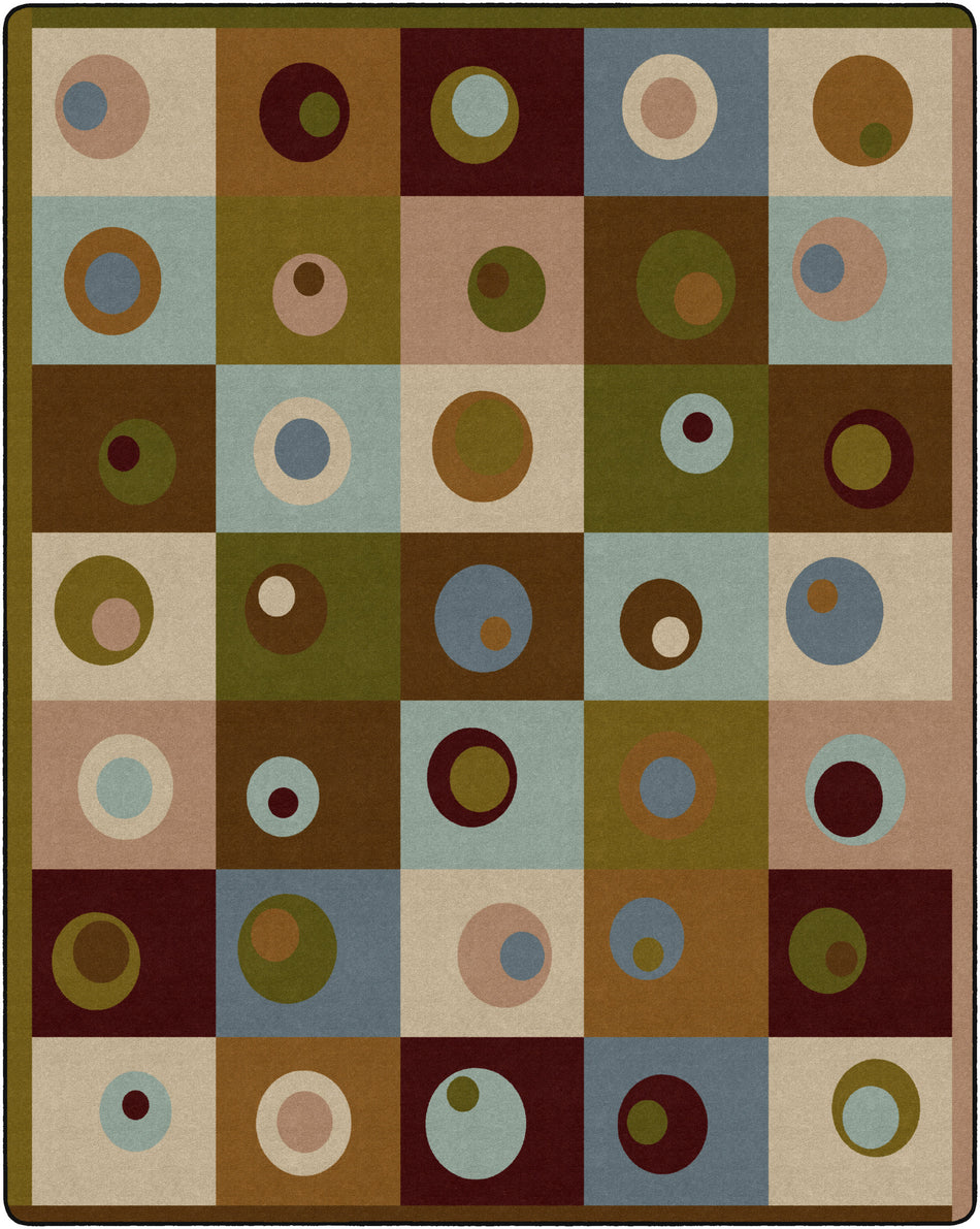SILLY CIRCLES EARTH TONE RECTANGLE CARPETS 10'6X13'2