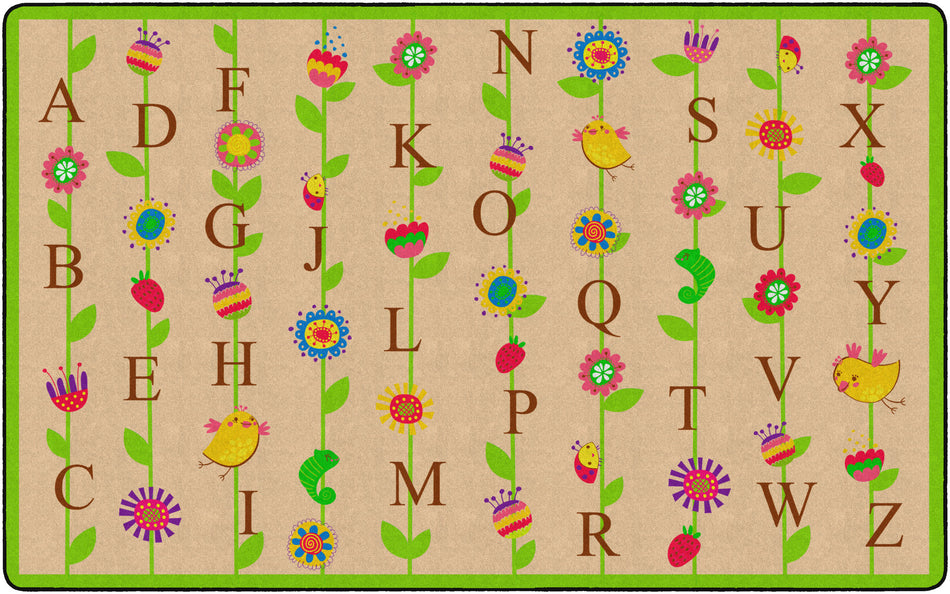 BLOOMING ALPHABET TAN RECTANGLE CARPETS 7'6 x 12'