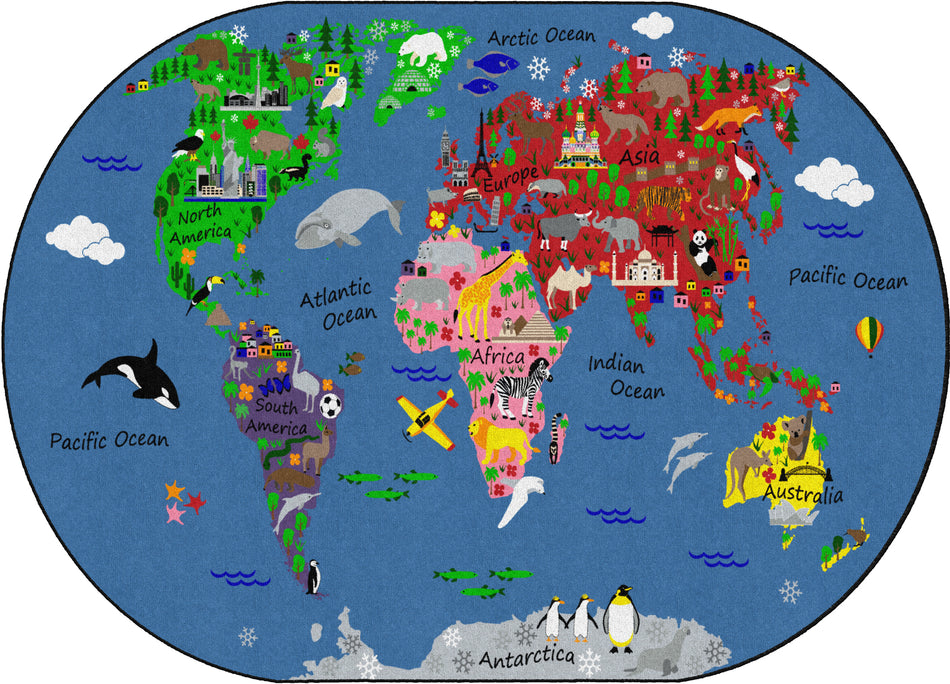 WORLD TRAVELER PRIMARY OVAL CARPETS 6' X 8'4