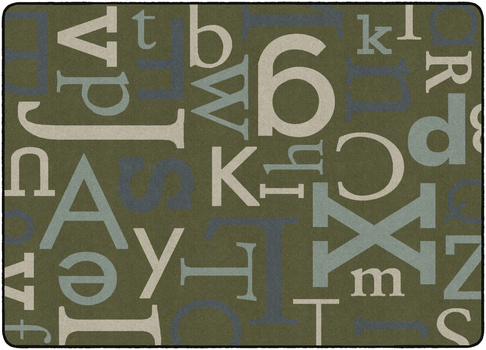 TEXT TEAL RECTANGLE CARPETS 6' X 9'