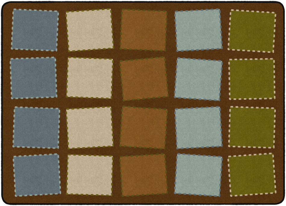 QUILTED SEATING EARTH TONE RECTANGLE CARPETS 6 X 8'4
