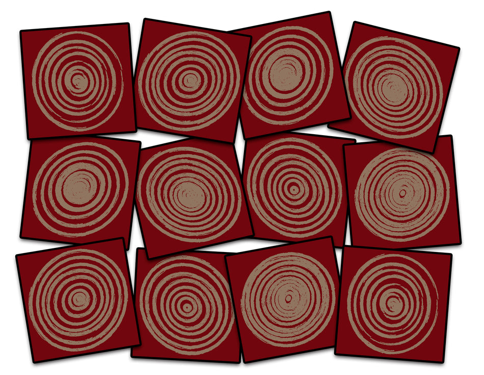 CIRCLES BRICK (SET OF 12) SQUARE CARPETS 15" X 15"