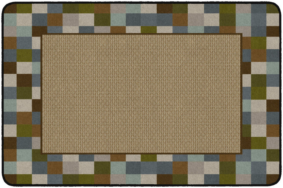 BORDER BLOCKS TEAL RECTANGLE CARPETS 4' x 6'